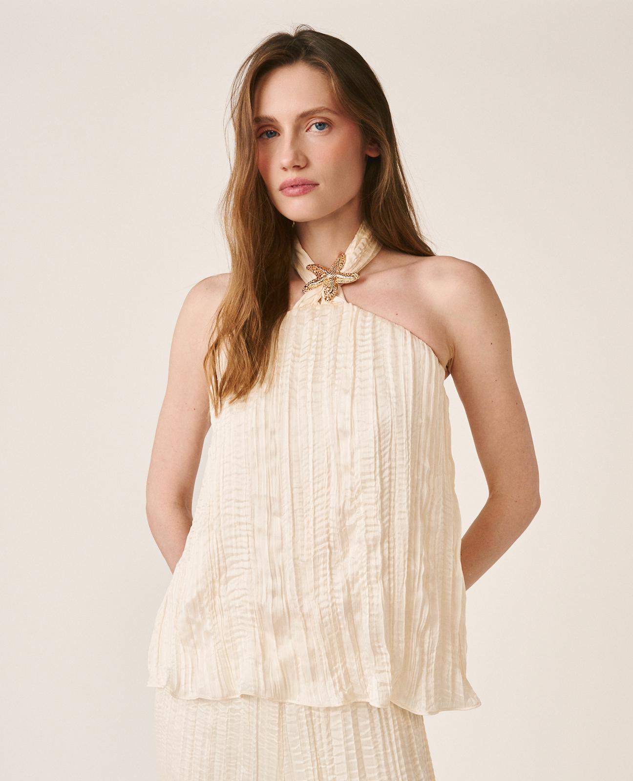 alma-en-pena-metal-brooch-blouse-satin-top-wei-neckholder image 3