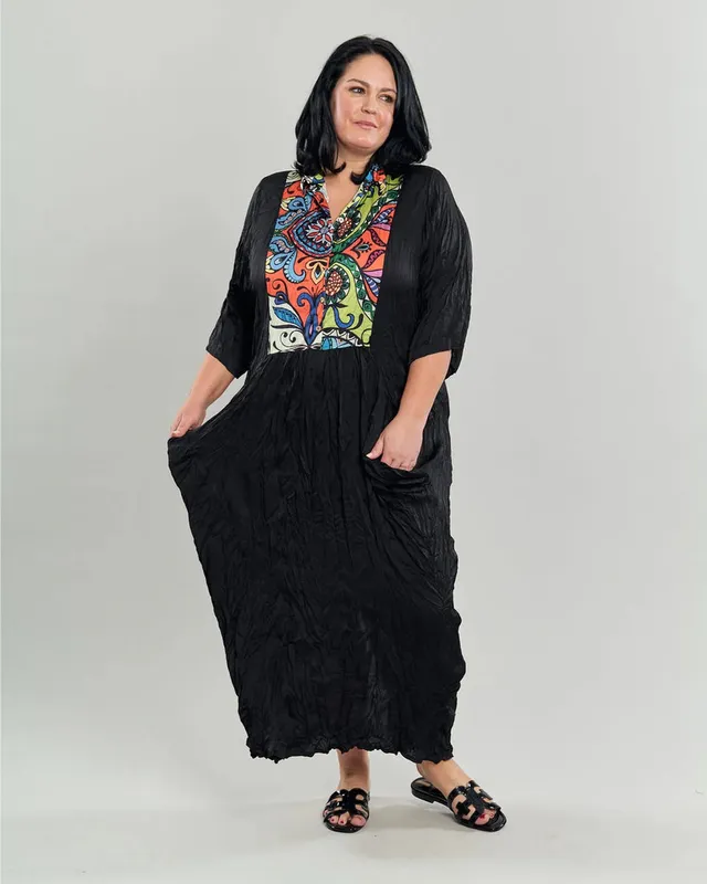 alembika-paisley-bib-crinkle-maxikleid-multi image 1