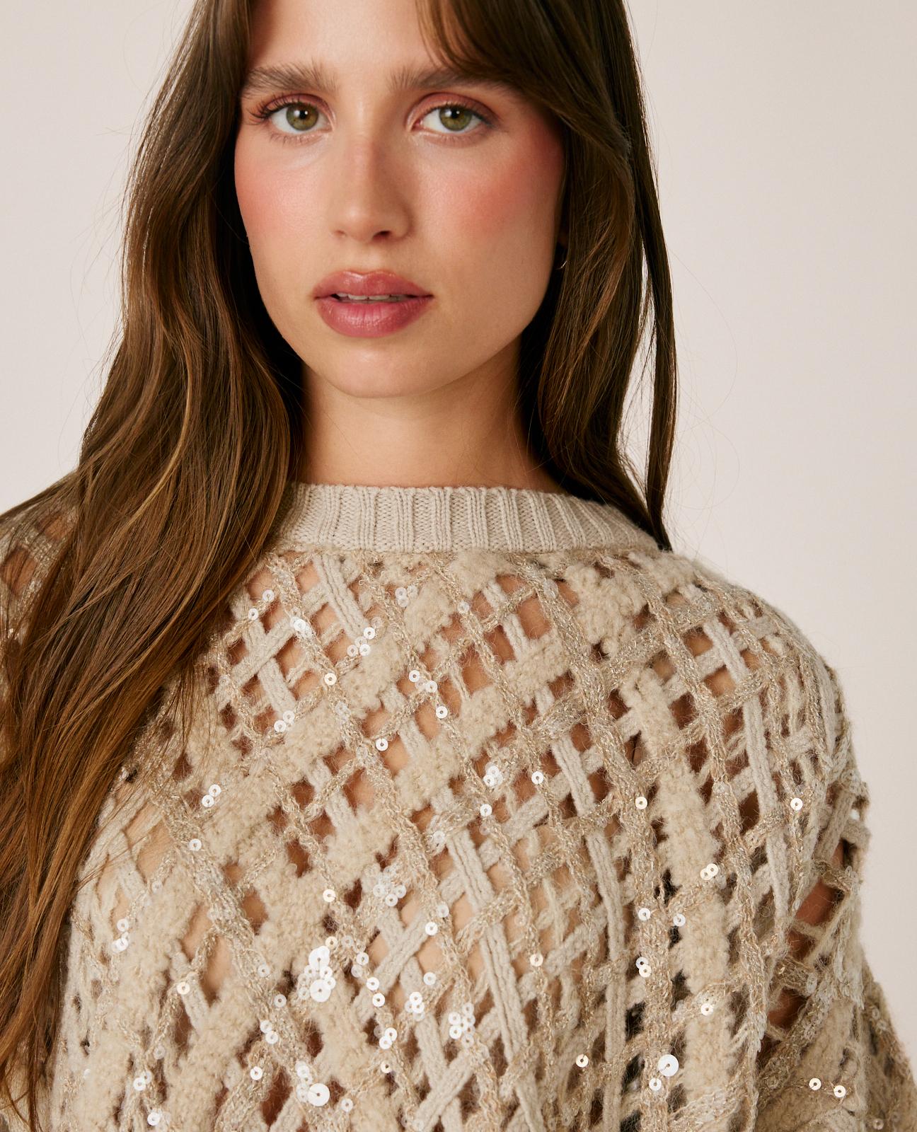 alma-en-pena-pailletten-pullover-braun-strickpullover-mit-rundhals image 3