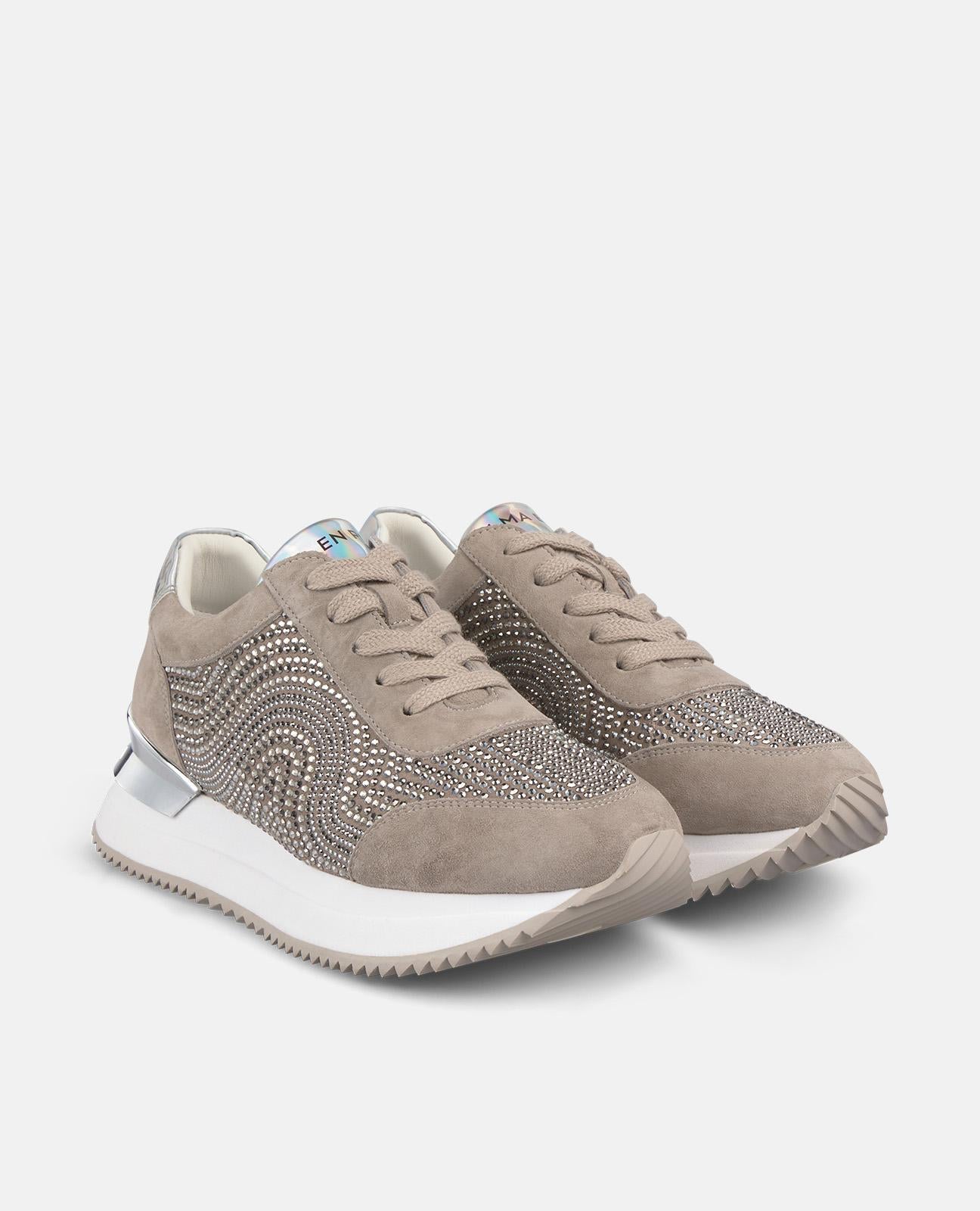 alma-en-pena-sneaker-mit-strass-print-plateau-sneaker-4-5-cm-in-hellbraun image 2