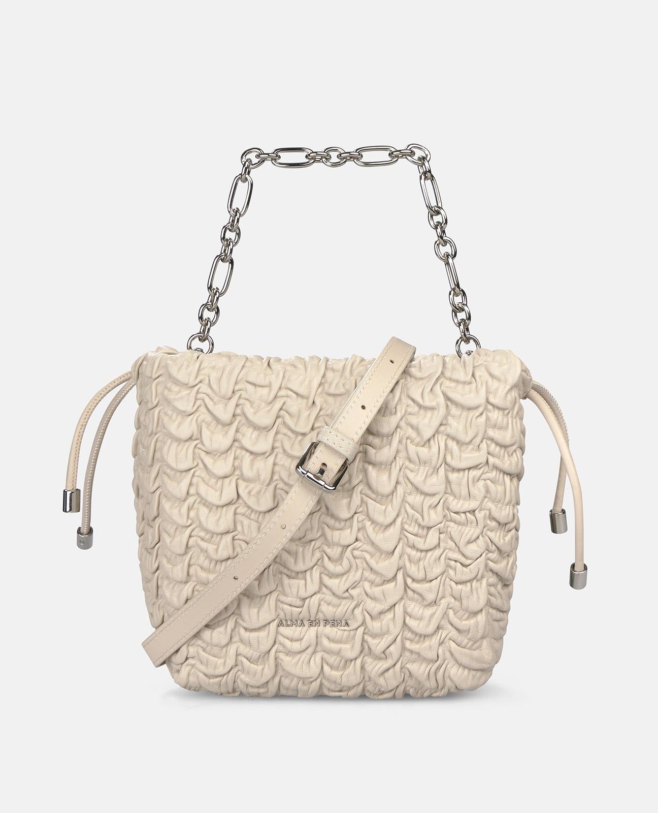 alma-en-pena-ledertasche-relief-beuteltasche-grau-crossbody image 1