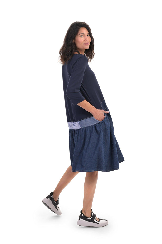 alembika-babydoll-denim-kleid-damen-braun-blau image 1