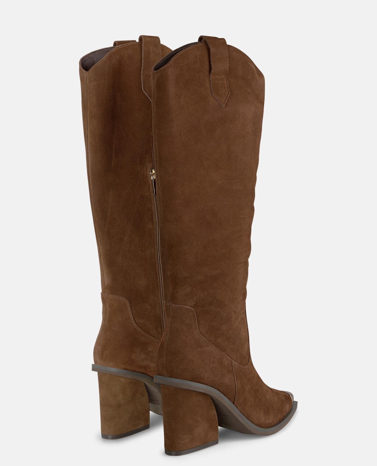 alma-en-pena-stiefeletten-camel-struktur-8-cm-breiter-absatz image 3