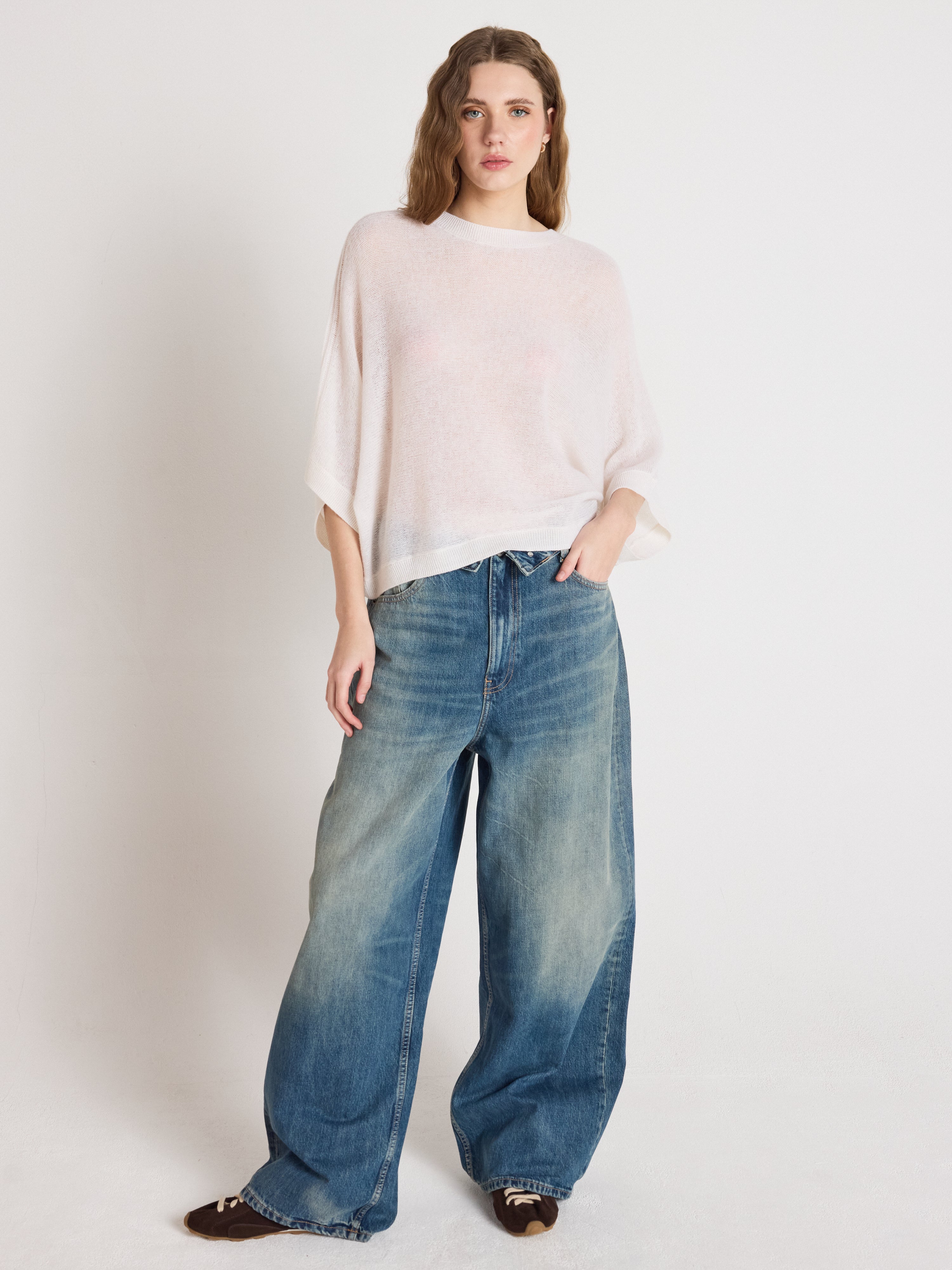 absolut-benedicta-damen-pullover-kaschmir-rundhals-oversize-fledermaus-wei image 2