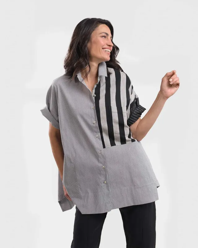 alembika-tao-trapeze-button-down-bluse-bars image 1