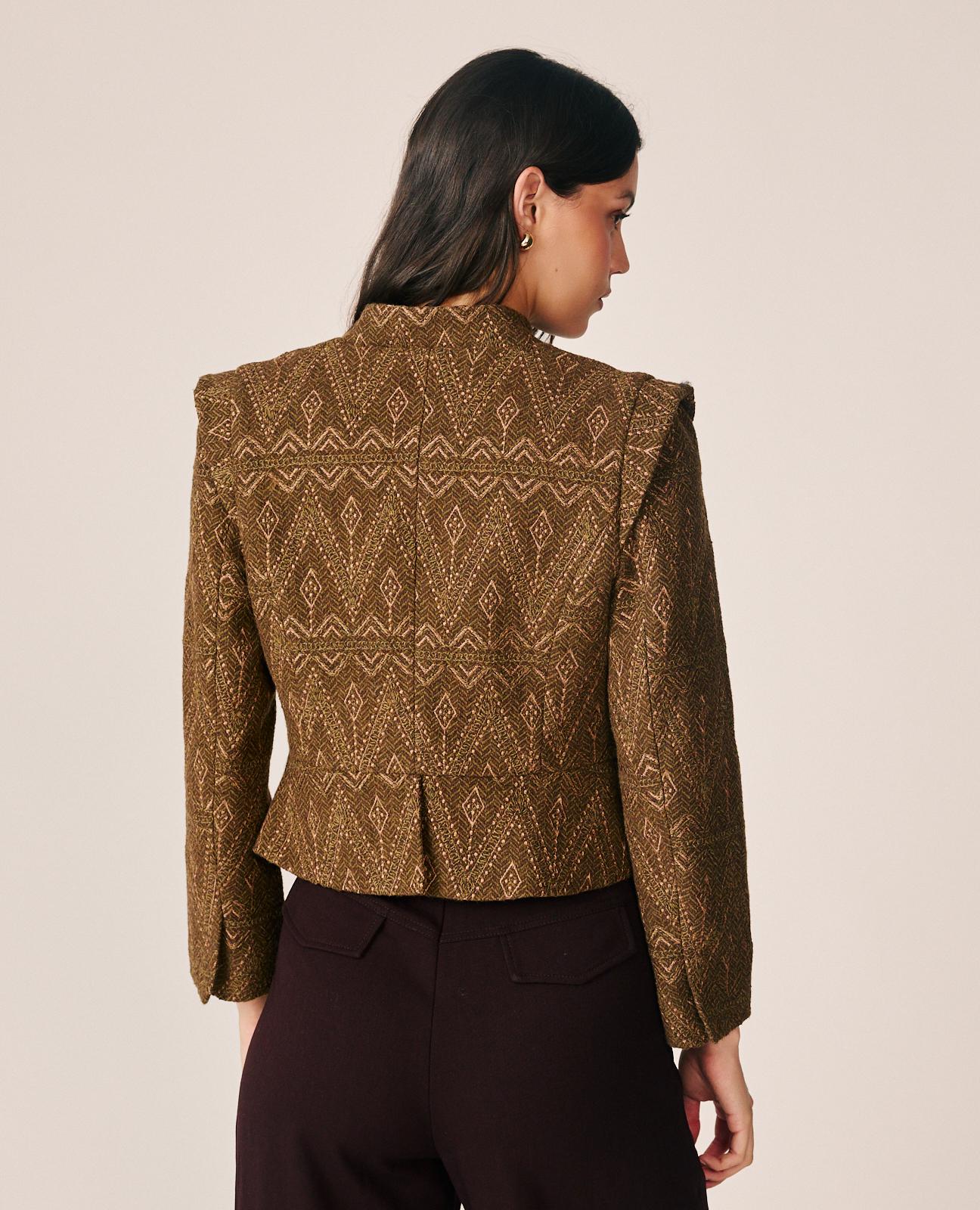alma-en-pena-jacquard-jacke-mit-geometrie-print-khaki image 8