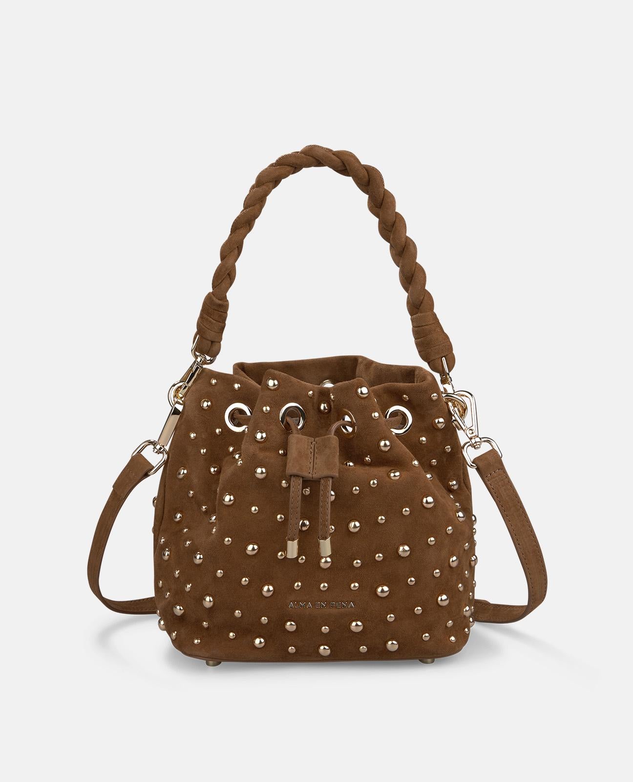 alma-en-pena-suede-candy-bag-mit-nieten-camel image 3