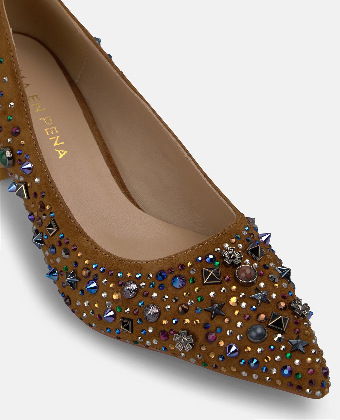alma-en-pena-abend-pumps-wildleder-strass-camel-6-cm image 4