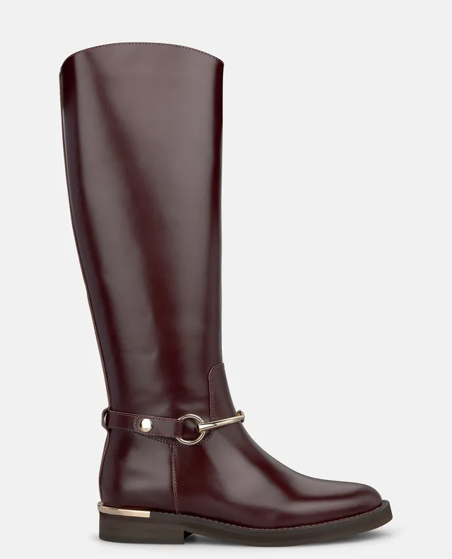 alma-en-pena-nappa-leder-boots-bordeaux-mit-schnallen-detail-flache-stiefeletten image 1