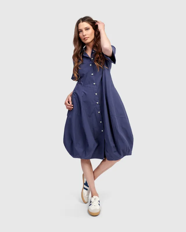 alembika-barb-cotton-shirtdress-damen-kleid-navy image 1