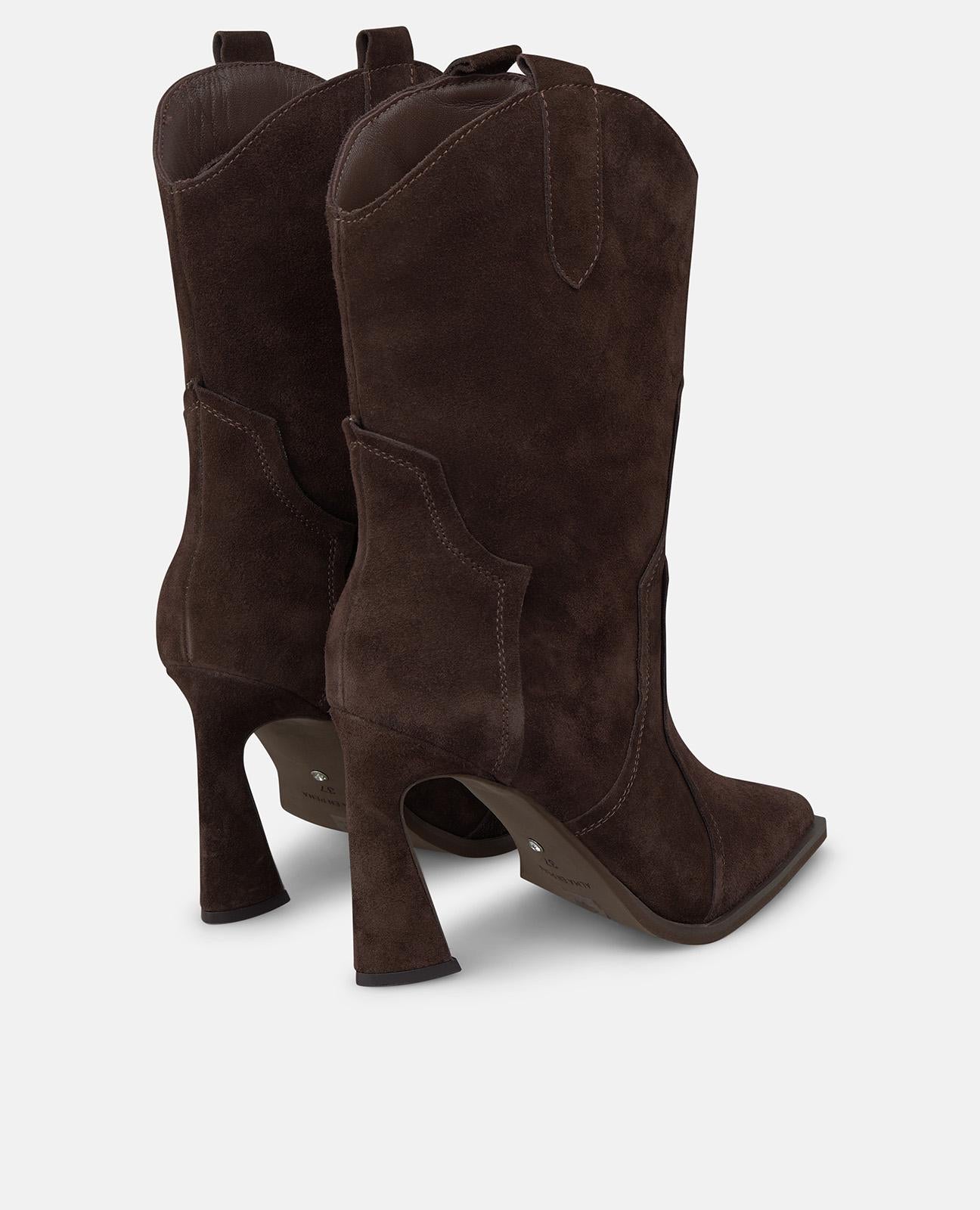 alma-en-pena-cowboy-stiefelette-velours-braun-stickerei-9-cm-blockabsatz image 4