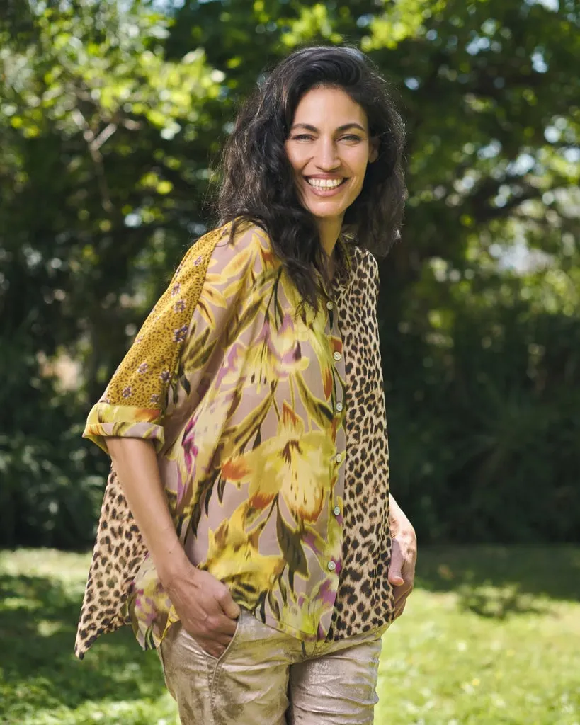 alembika-bon-voyage-button-down-shirt-mix-damen-chiffon-bluse image 1