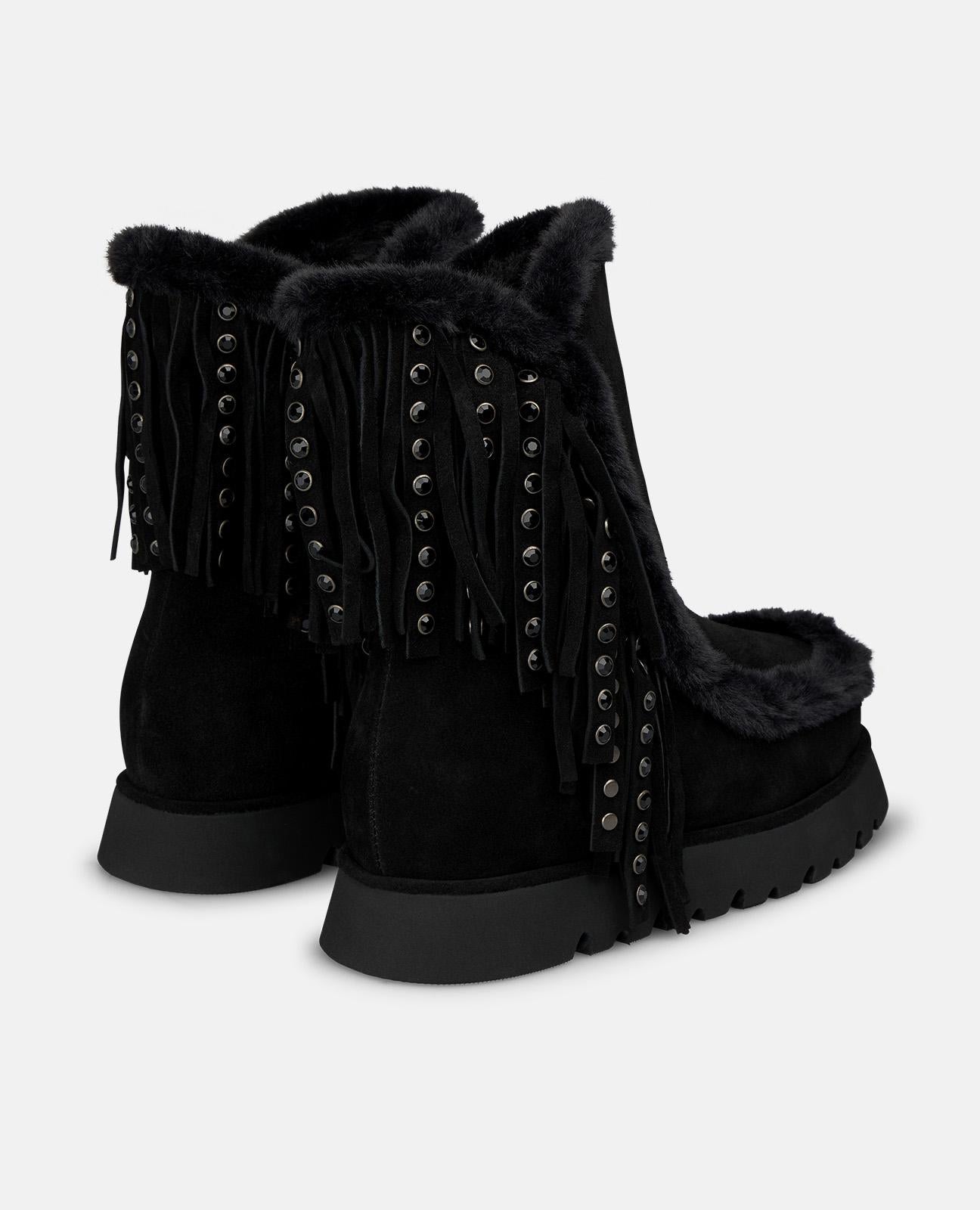 alma-en-pena-apres-ski-bootie-schwarz-suede-mit-fransen-3-cm image 3