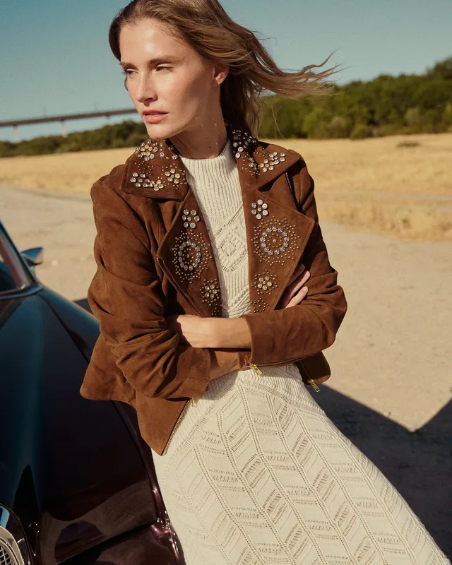alma-en-pena-cross-over-wildlederjacke-braune-bikerjacke-mit-nieten image 1