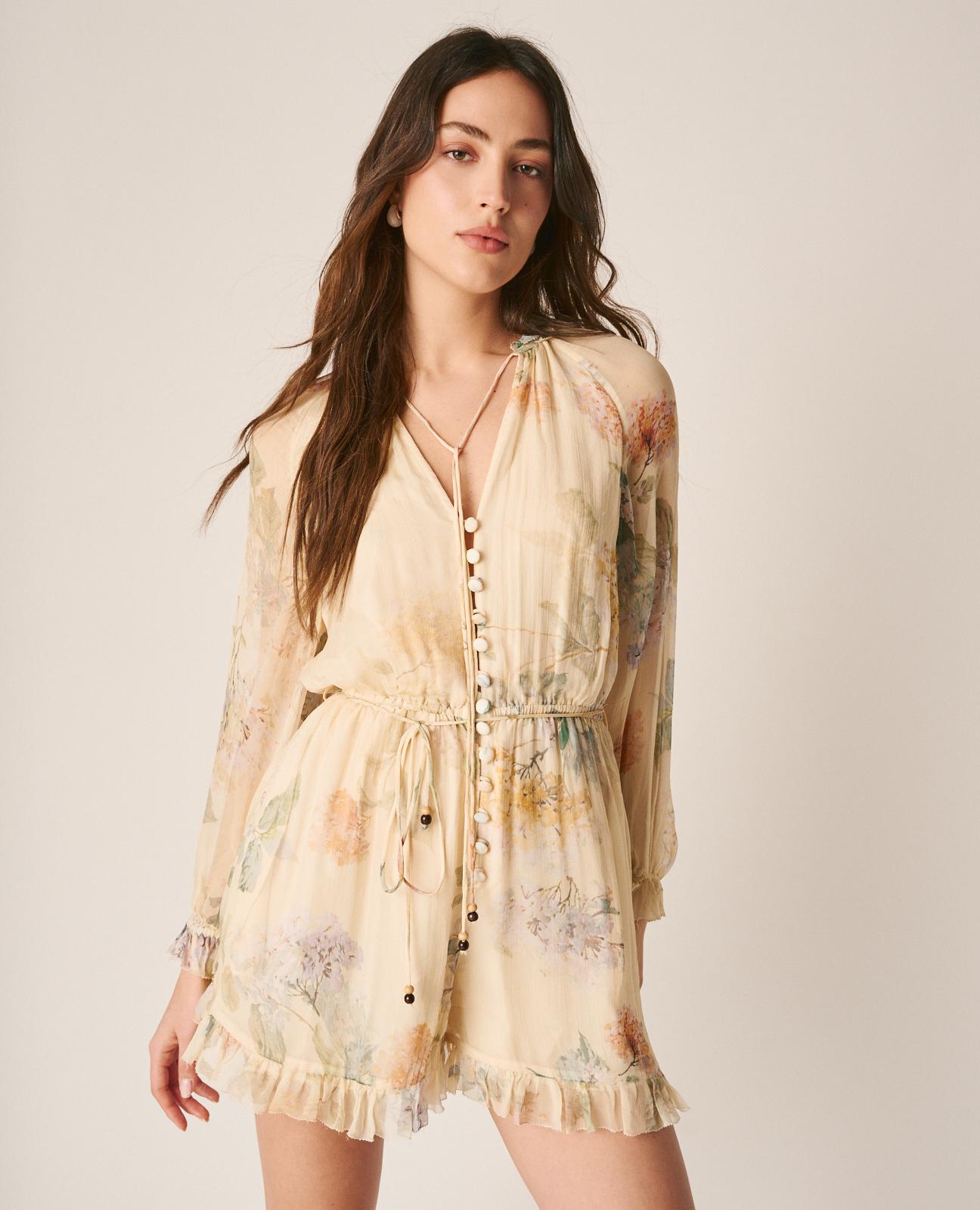alma-en-pena-floral-jumpsuit-damen-gelb-kurz-puff-rmel image 3