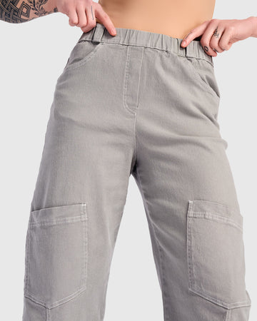 alembika-twill-palma-capri-hose-grau-barrel-cropped image 2