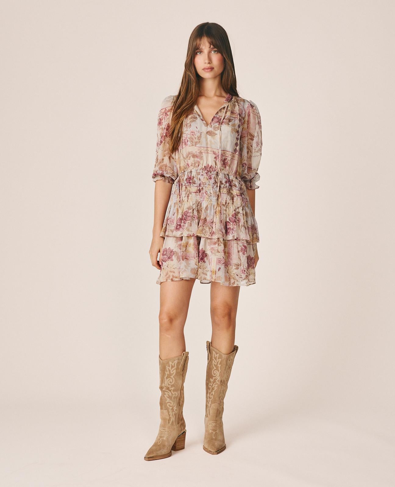 alma-en-pena-floral-print-chiffon-mini-dress-minikleid-rosa image 2