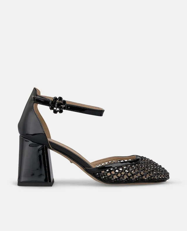 alma-en-pena-mesh-pumps-mit-strass-schwarz-7-cm-blockabsatz image 1