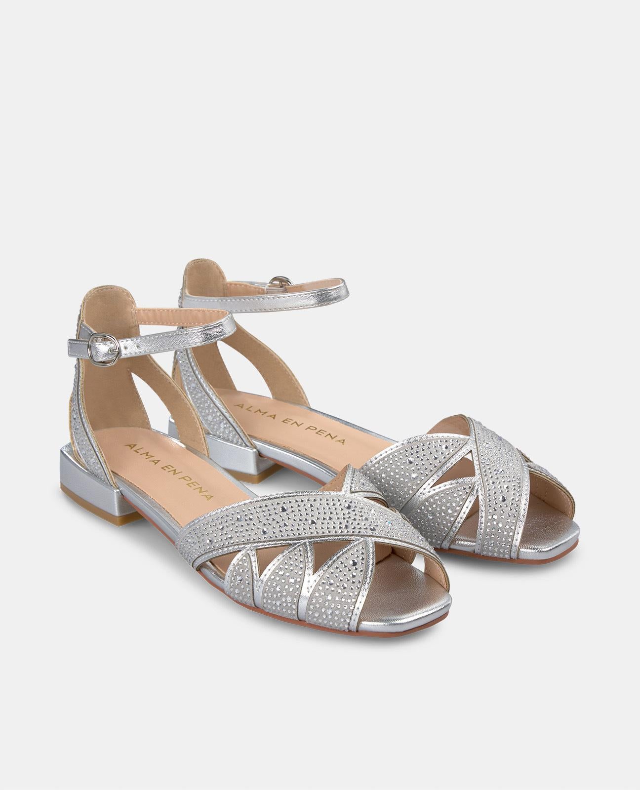 alma-en-pena-flache-sandale-mit-strass-silber-2-3-cm image 2