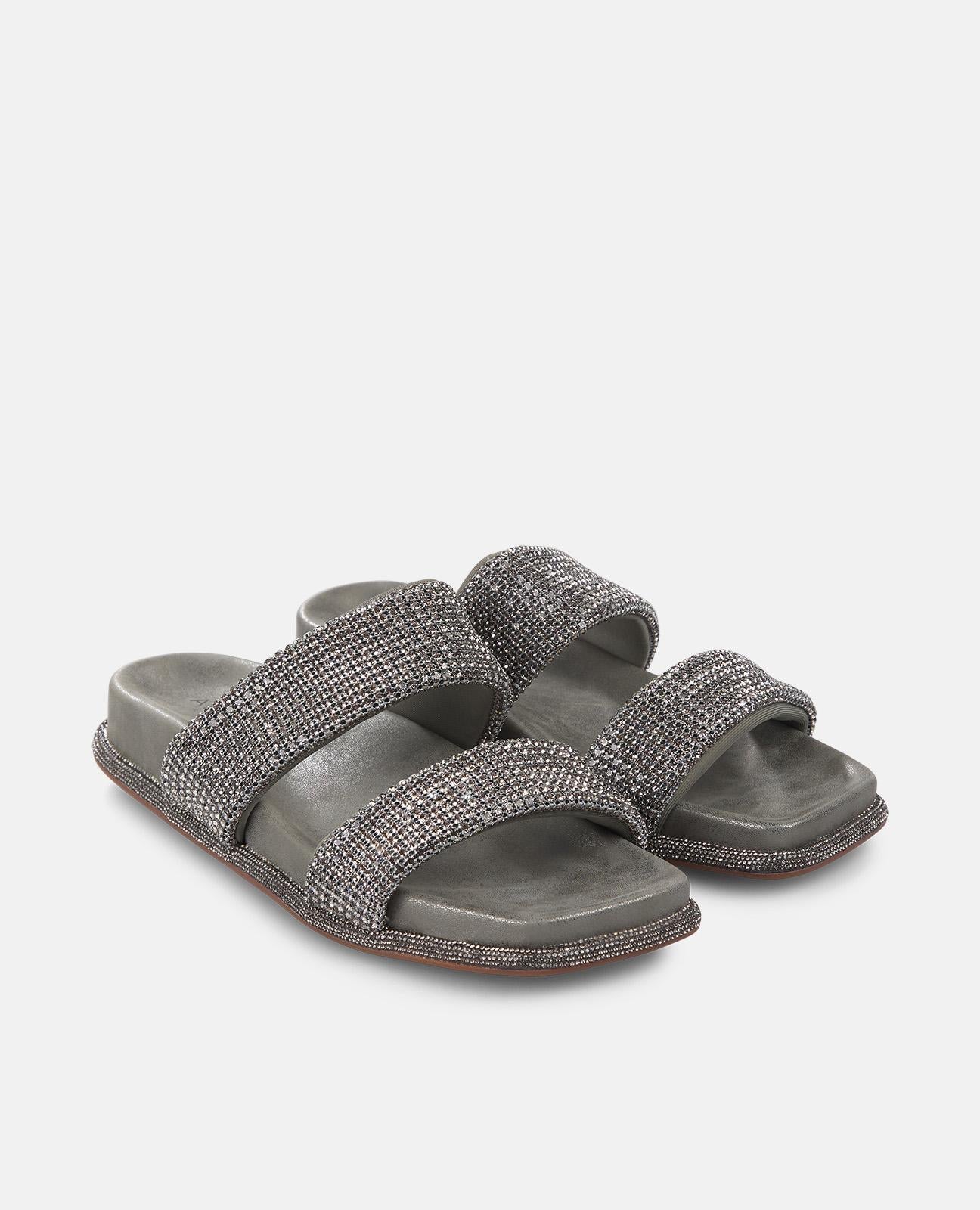 alma-en-pena-padded-straps-sandal-flache-sandale-silber-mit-strass-2-cm image 2