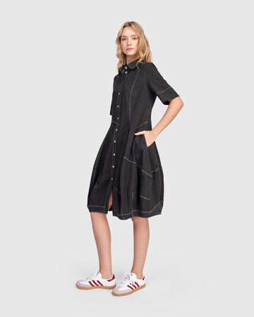 alembika-barb-denim-shirtdress-cocoon-hemdkleid-schwarz image 5