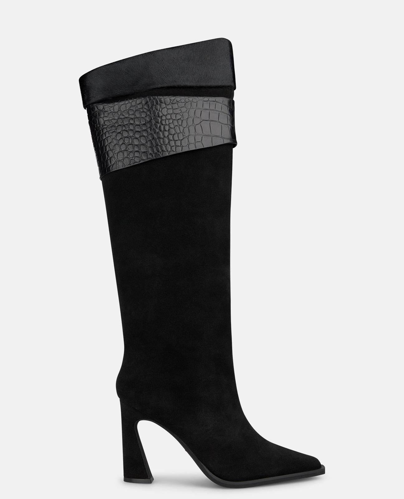 alma-en-pena-leather-boots-animal-print-kniehohe-lederstiefel-schwarz-9-cm image 1