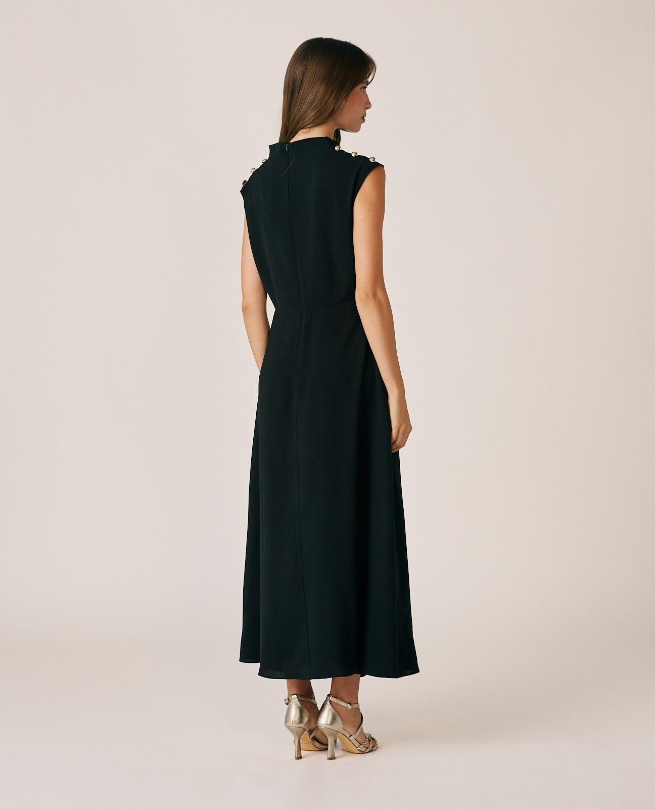 alma-en-pena-flowing-long-crepe-dress-langes-abendkleid-schwarz-drapierung image 6