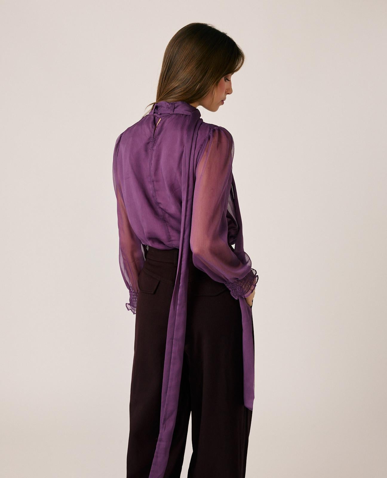 alma-en-pena-chiffon-bluse-mit-schleife-lavendel image 5