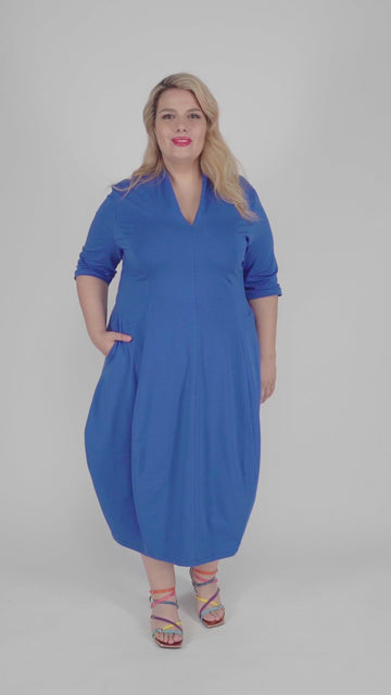 alembika-carla-cocoon-midi-dress-cobalt-damen-cocoon-kleid image 4