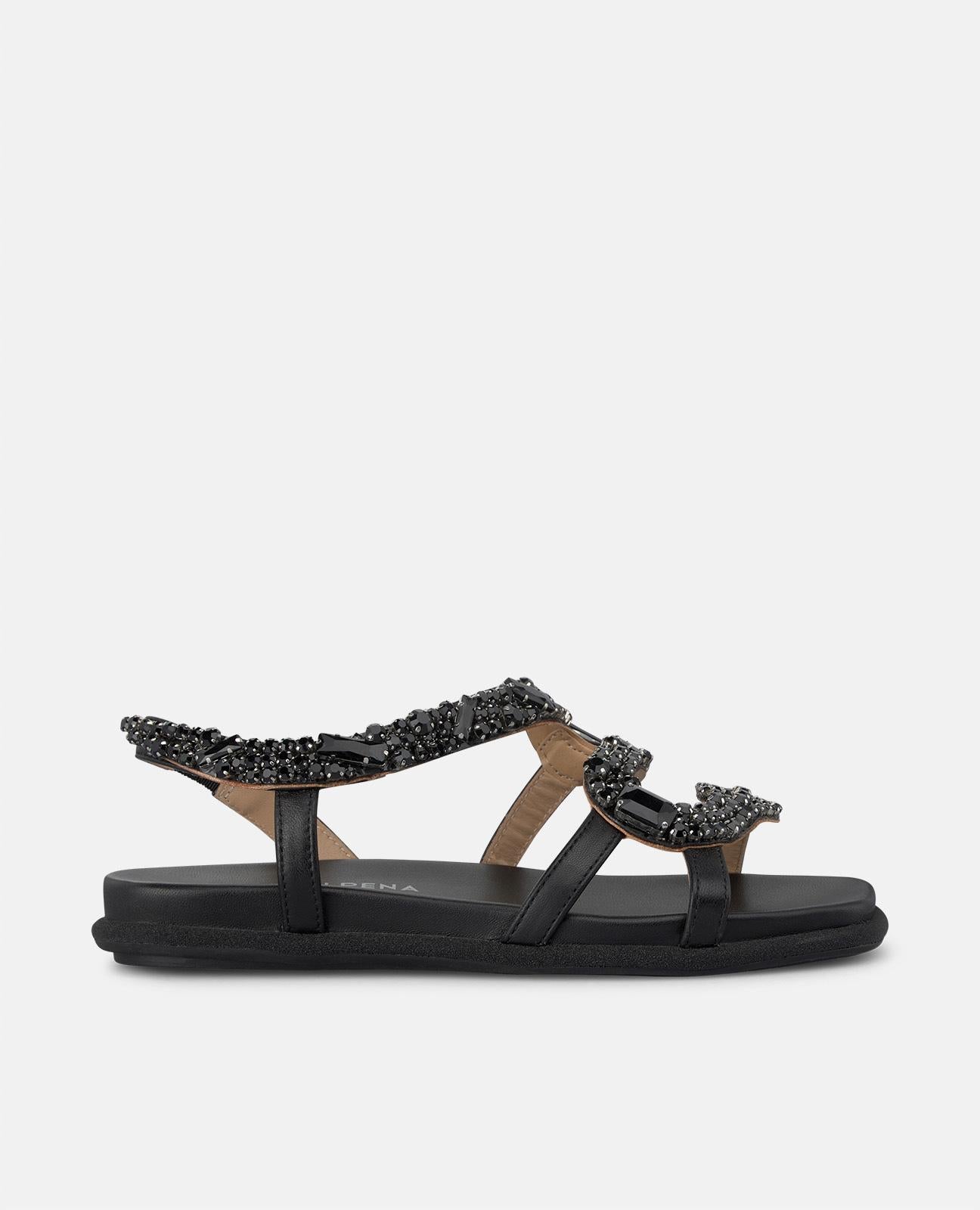 alma-en-pena-flache-snake-sandale-schwarz-mit-strass image 1