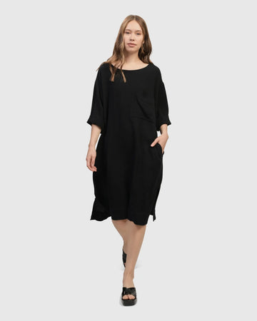 alembika-oasis-t-shirt-kleid-schwarz-midi-kaftan-kleid-aus-baumwolle image 3