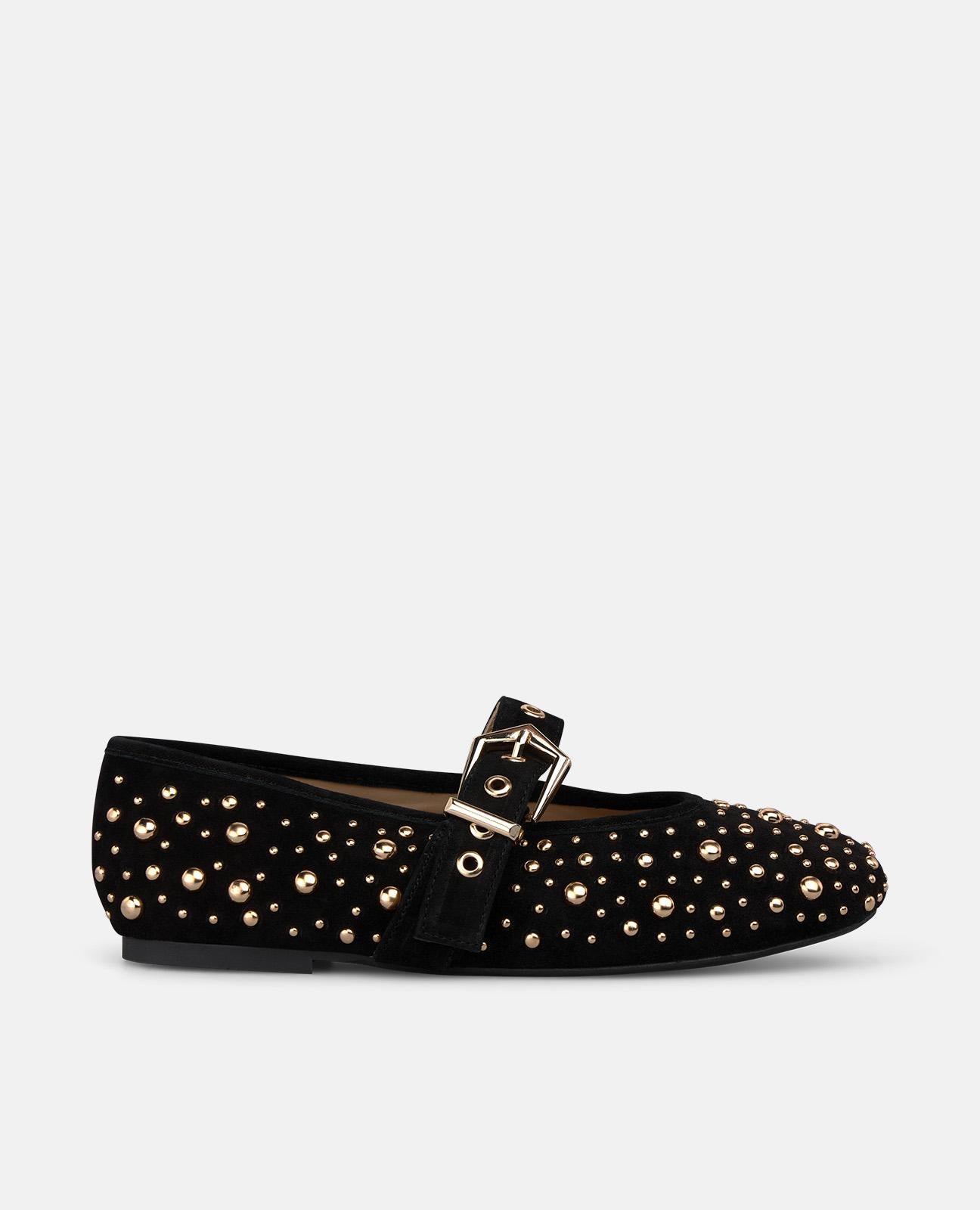 alma-en-pena-suede-ballerina-flats-wildleder-ballerinas-mit-nieten-in-schwarz image 1