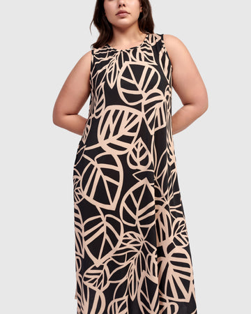 alembika-ilsa-rmelloses-midi-kleid-leaves image 3