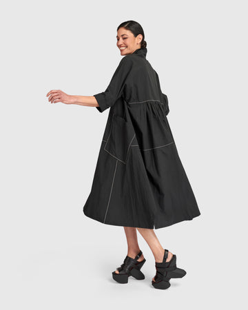 alembika-urban-the-edit-cotton-a-linien-kleid-black image 2