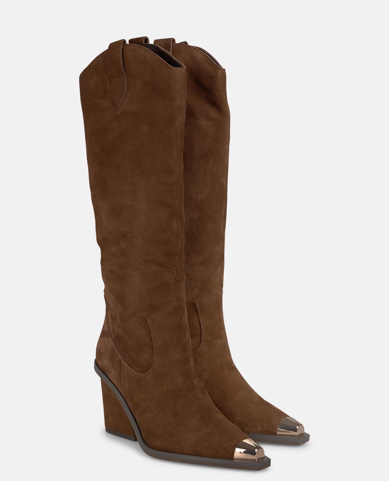 alma-en-pena-stiefeletten-camel-struktur-8-cm-breiter-absatz image 2