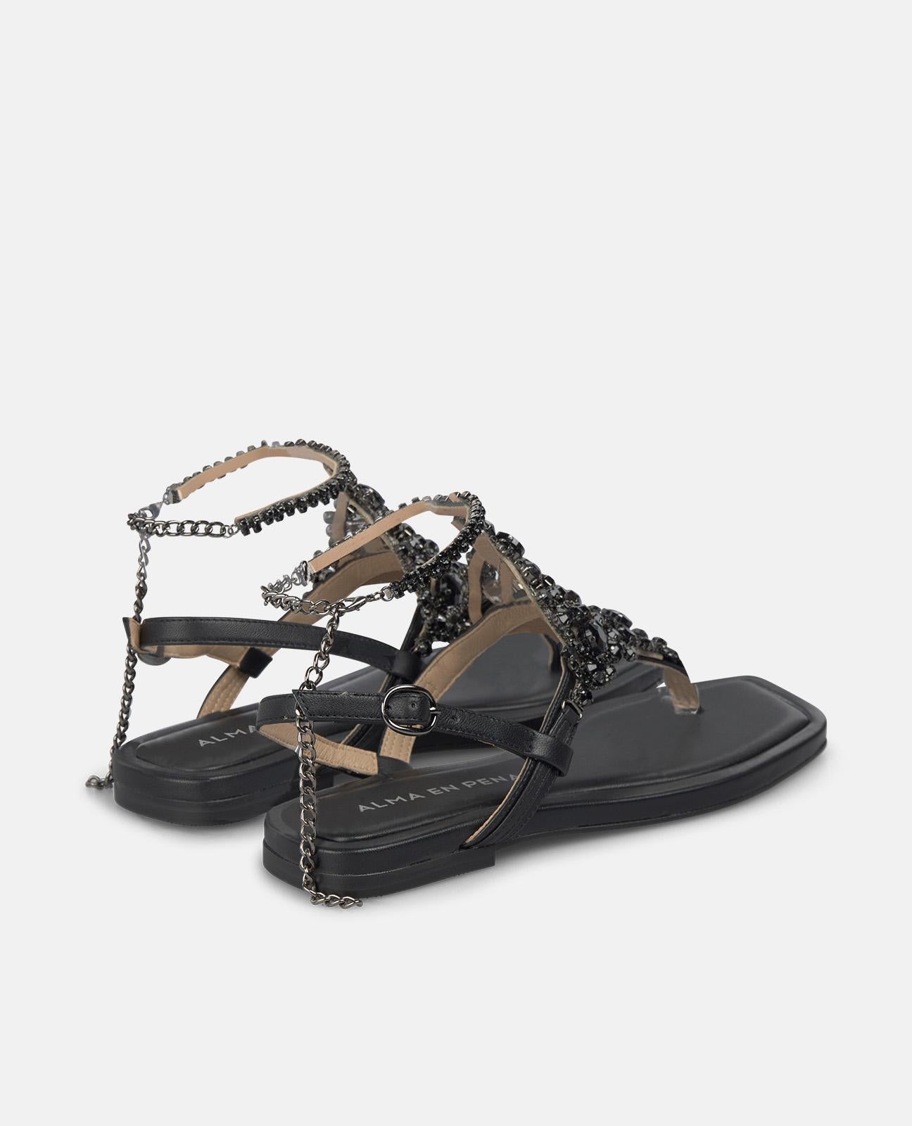alma-en-pena-flache-riemchen-sandalen-schwarz-nappa-strass image 3