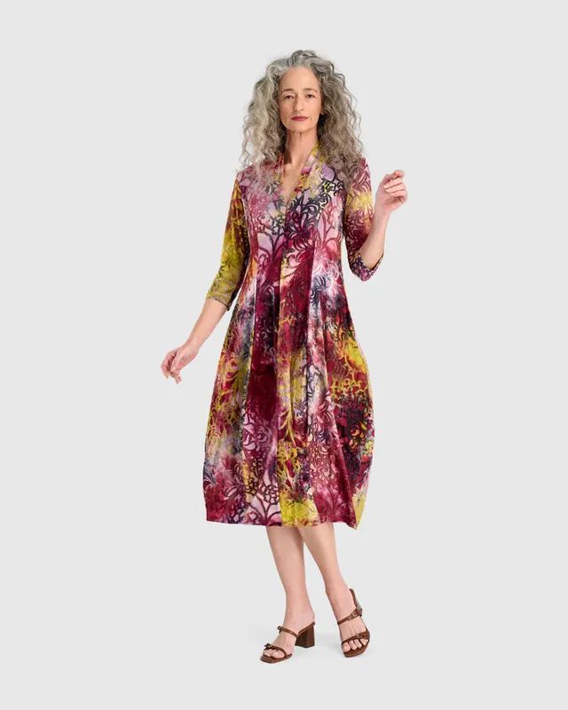 alembika-confetti-cocoon-dress-damen-kleid-raspberry-gold image 1