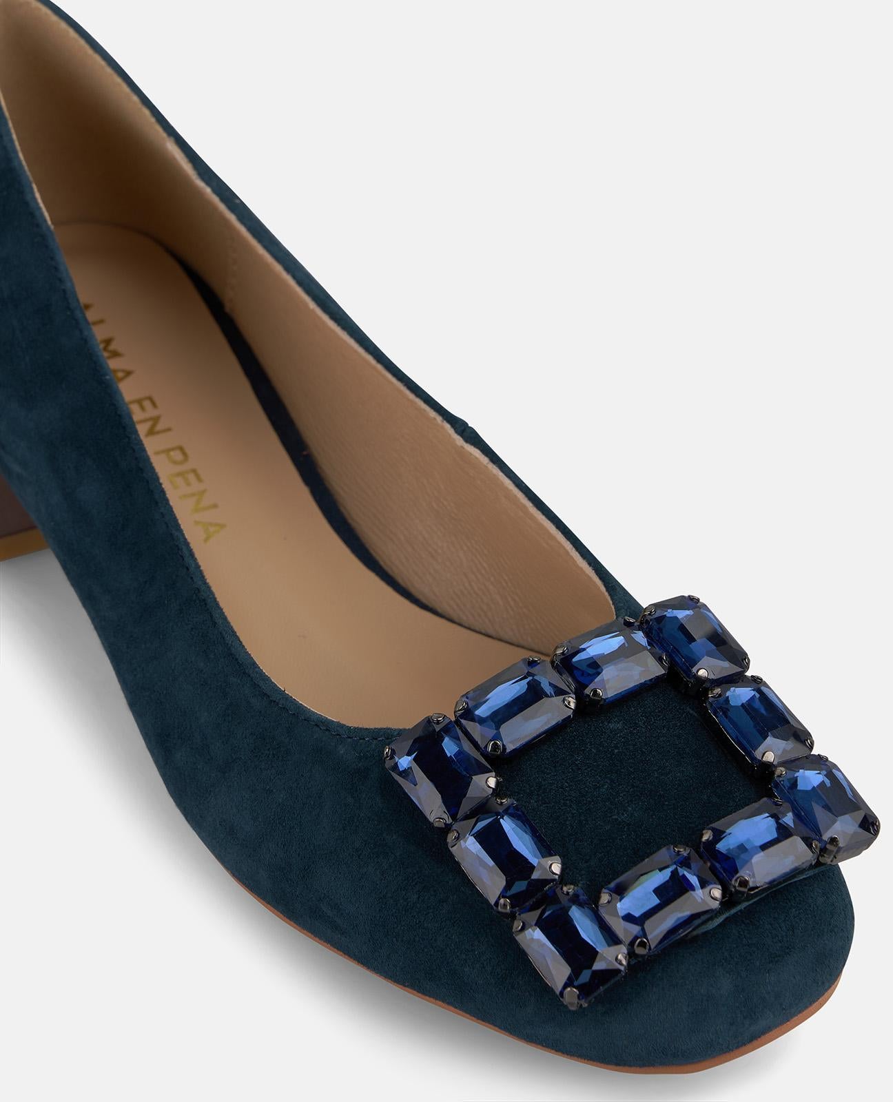 alma-en-pena-ballerinas-wildleder-blau-schmuck-schnalle-3-cm image 4