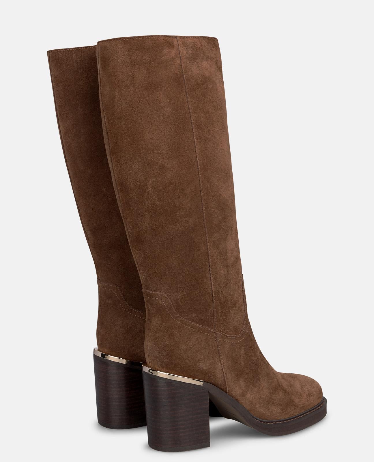 alma-en-pena-high-top-stiefelette-aus-veloursleder-blockabsatz-8-5-cm-in-camel image 3