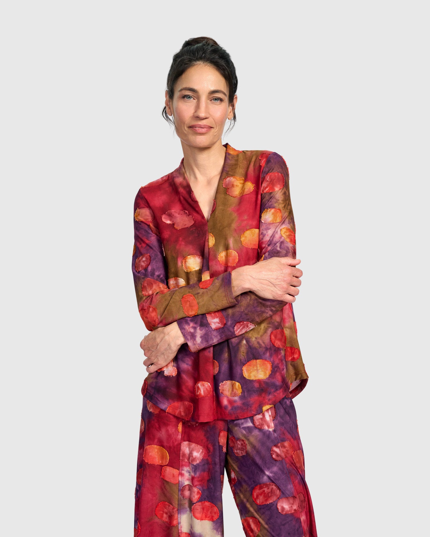 alembika-whirligig-v-neck-top-damen-shirt-berry-mix image 6