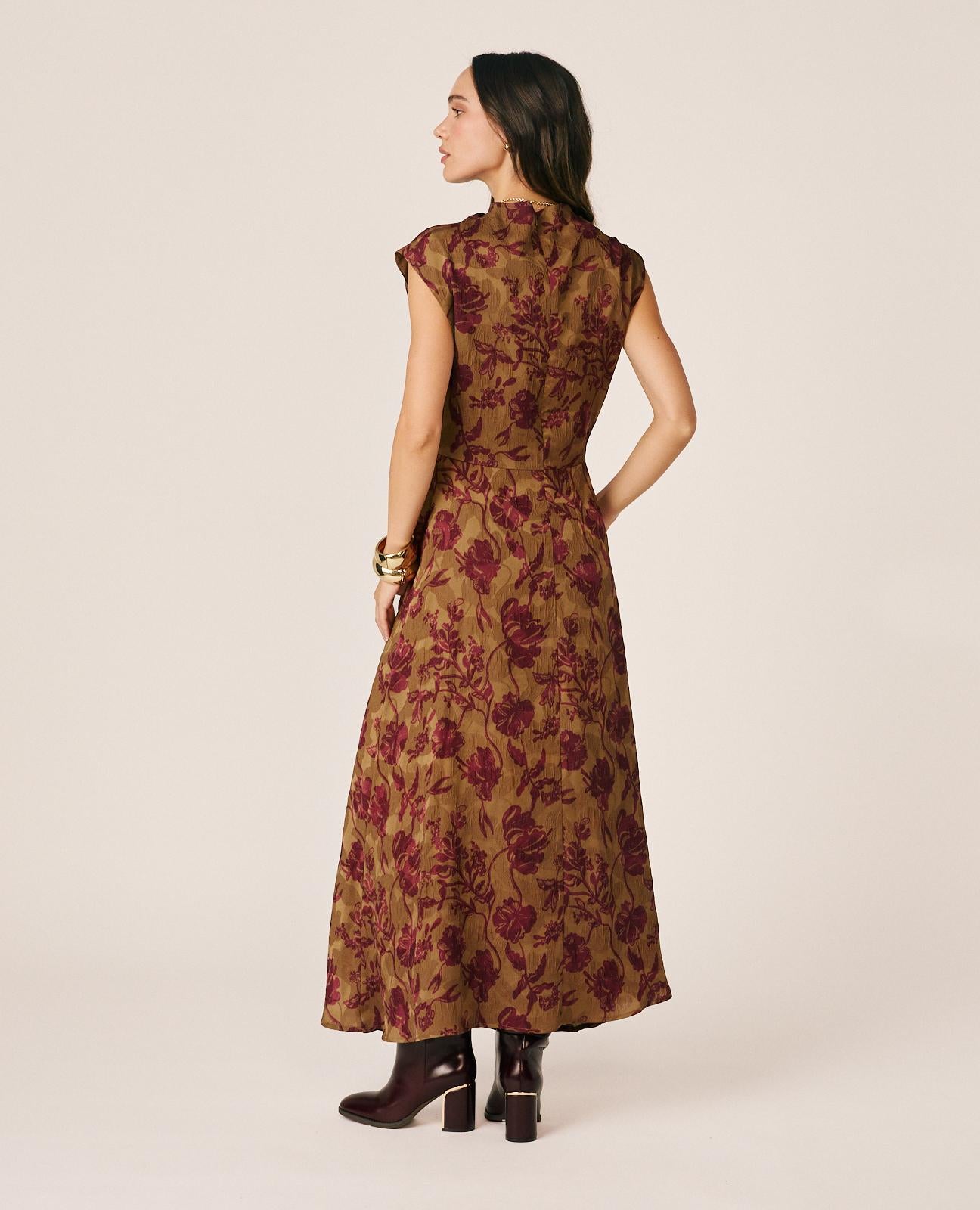 alma-en-pena-maxikleid-jacquard-floral-bronze-rmellos image 6