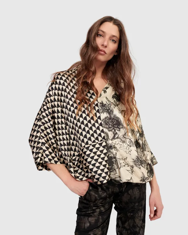 alembika-fatima-draped-top-mix-damen-tunika-v-ausschnitt image 1