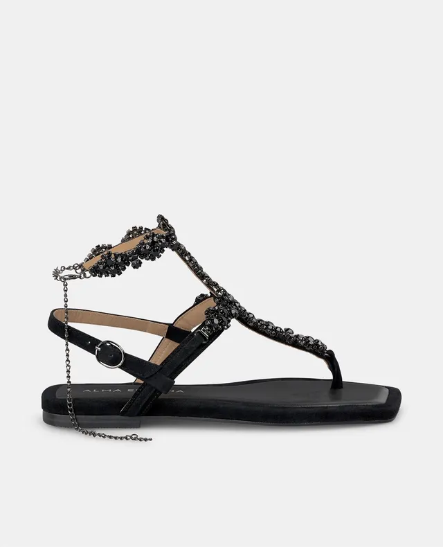 alma-en-pena-54141-flache-strass-sandale-schwarz-1-cm image 1