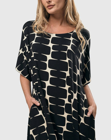 alembika-amalfi-trapeze-dress-black-ivory-midi-kleid image 7