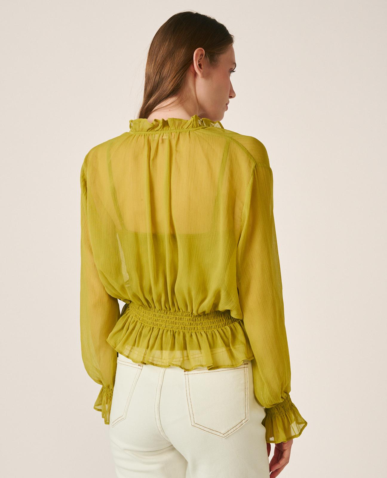 alma-en-pena-chiffon-bluse-hellgr-n-langarm-mit-r-schen image 5