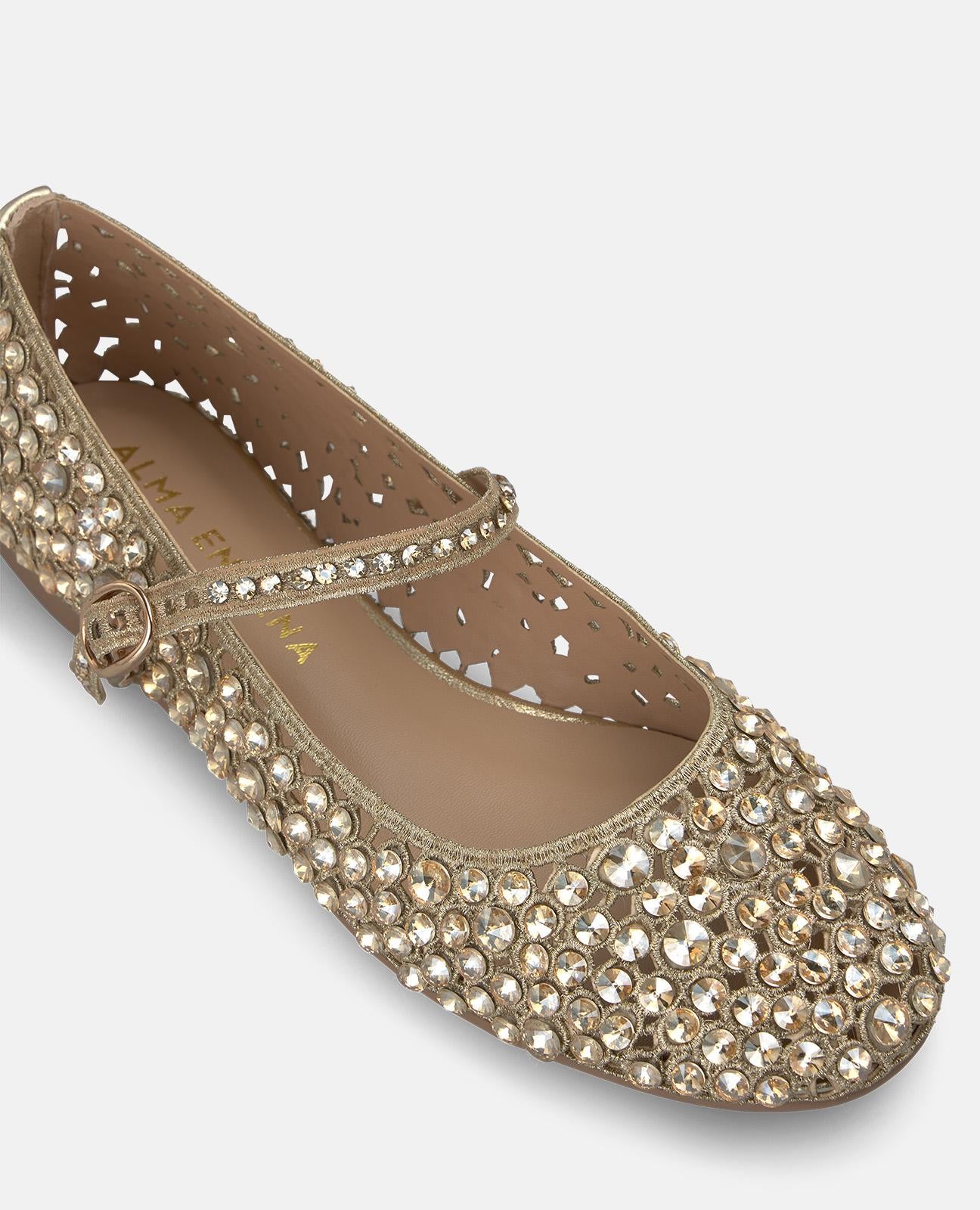 alma-en-pena-metallic-ballerinas-gold-mit-nieten-spitz image 4