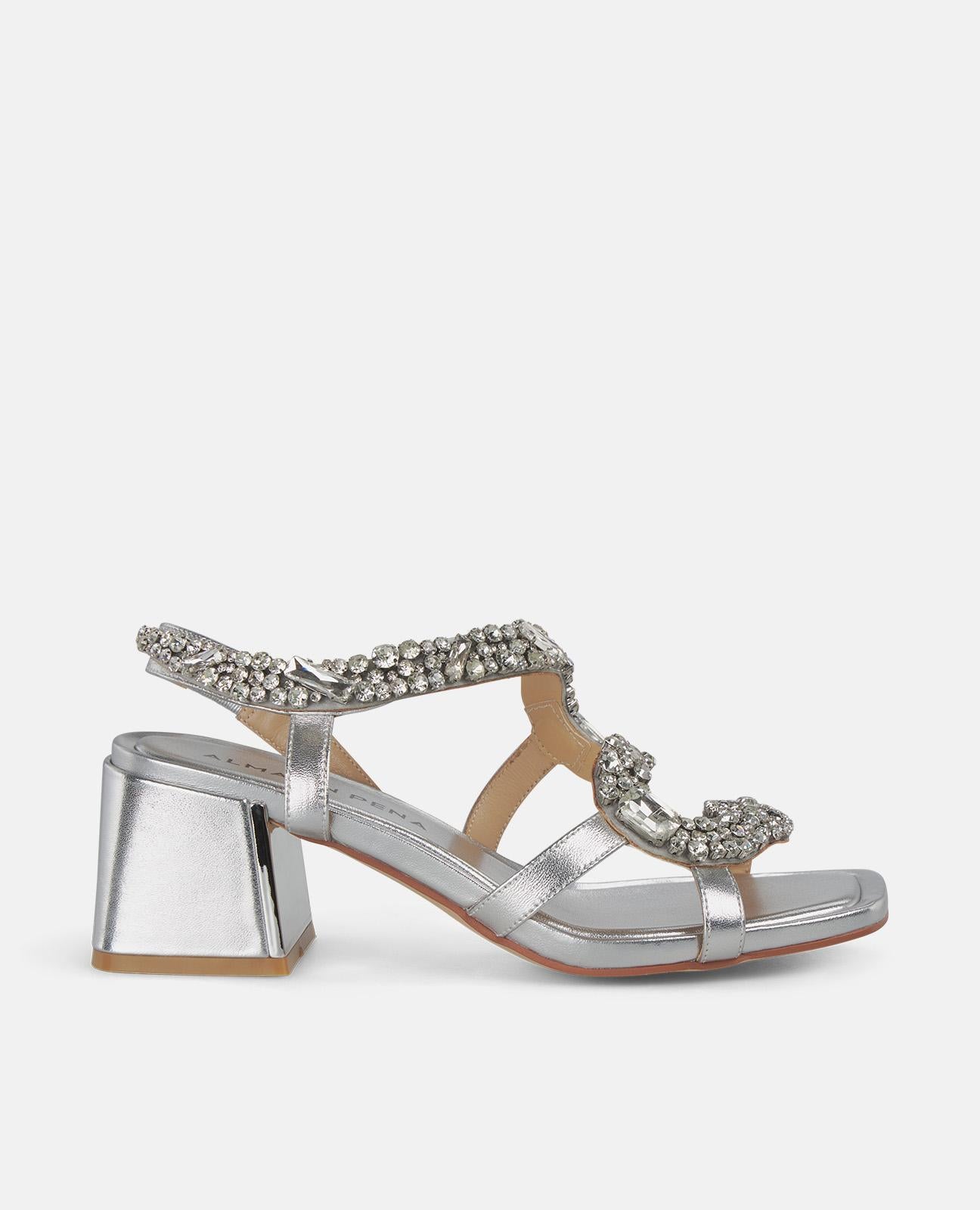 alma-en-pena-sandalette-schlangen-optik-silber-9-cm-blockabsatz-strass image 1
