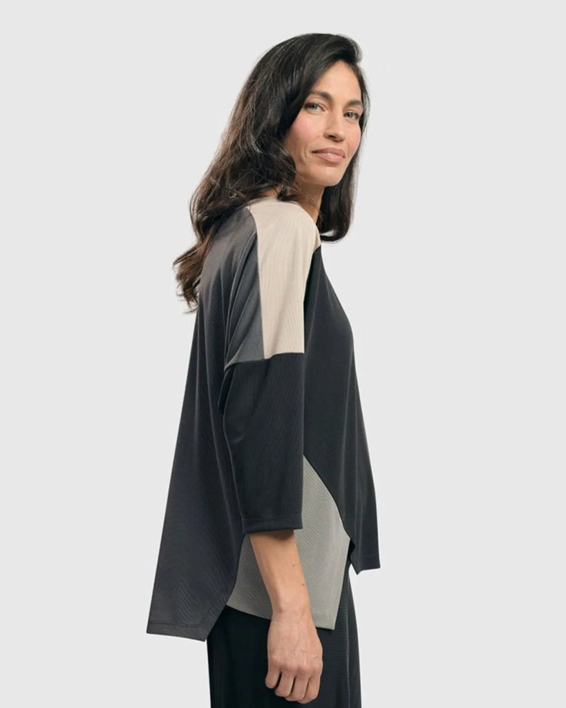 alembika-essential-colorblock-cupro-top-charcoal image 1