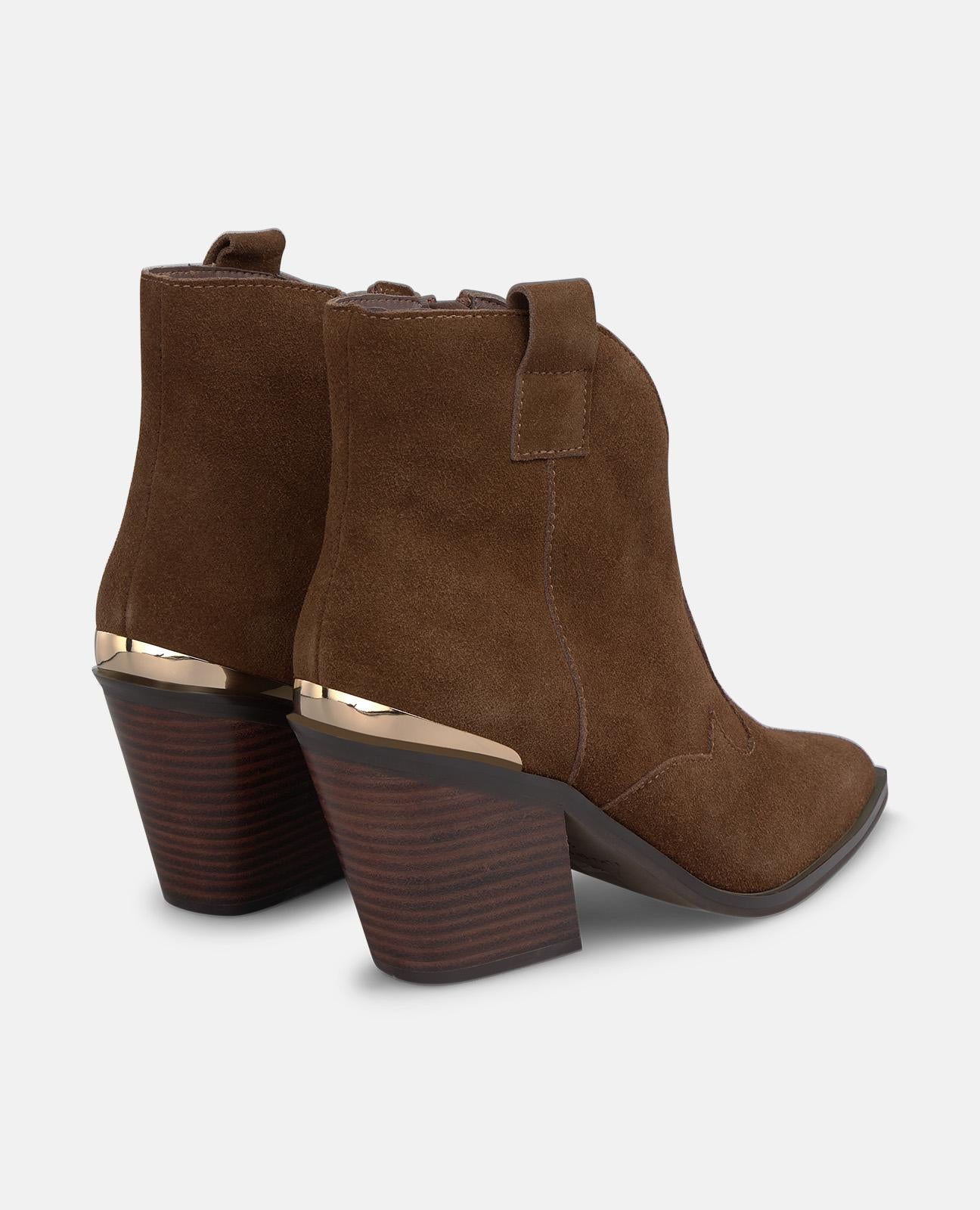 alma-en-pena-suede-ankle-boots-with-zipper-stiefelette-camel-8-cm-blockabsatz image 3