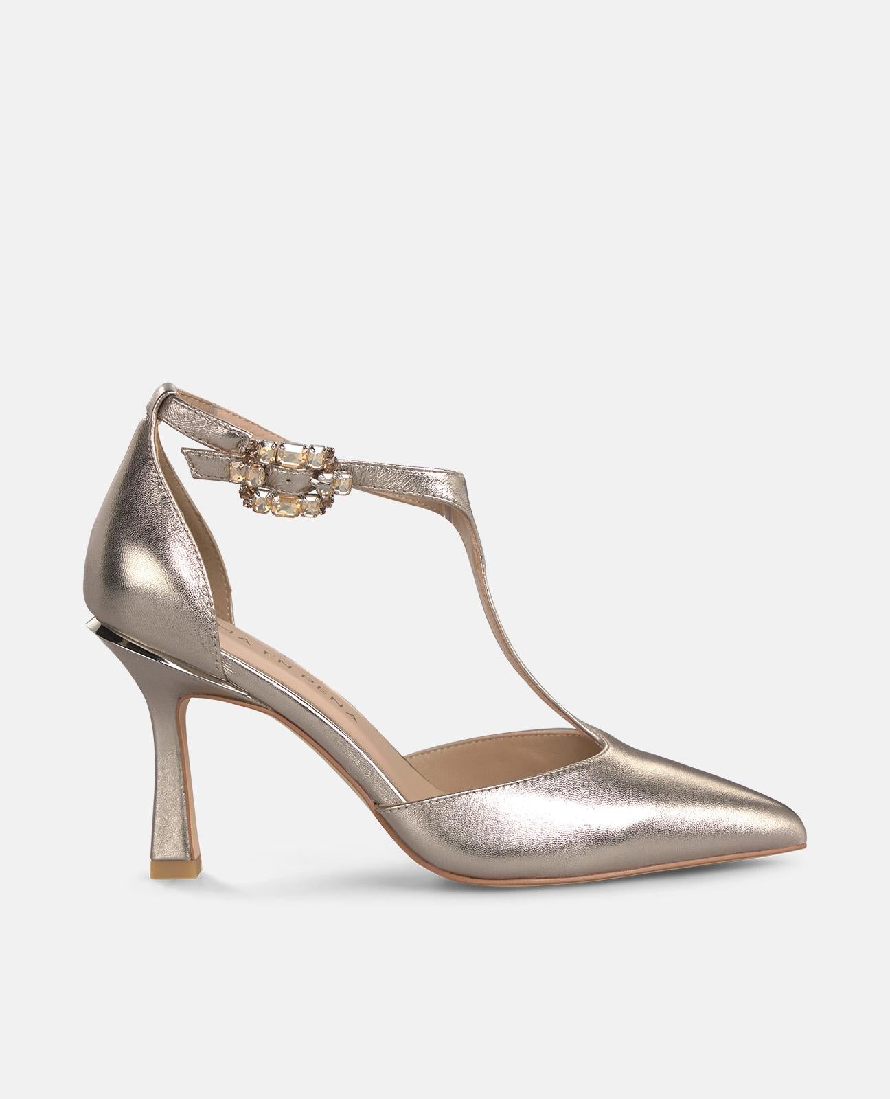 alma-en-pena-pumps-mit-strass-schnalle-damen-high-heels-bronze-metallic-9-cm image 1